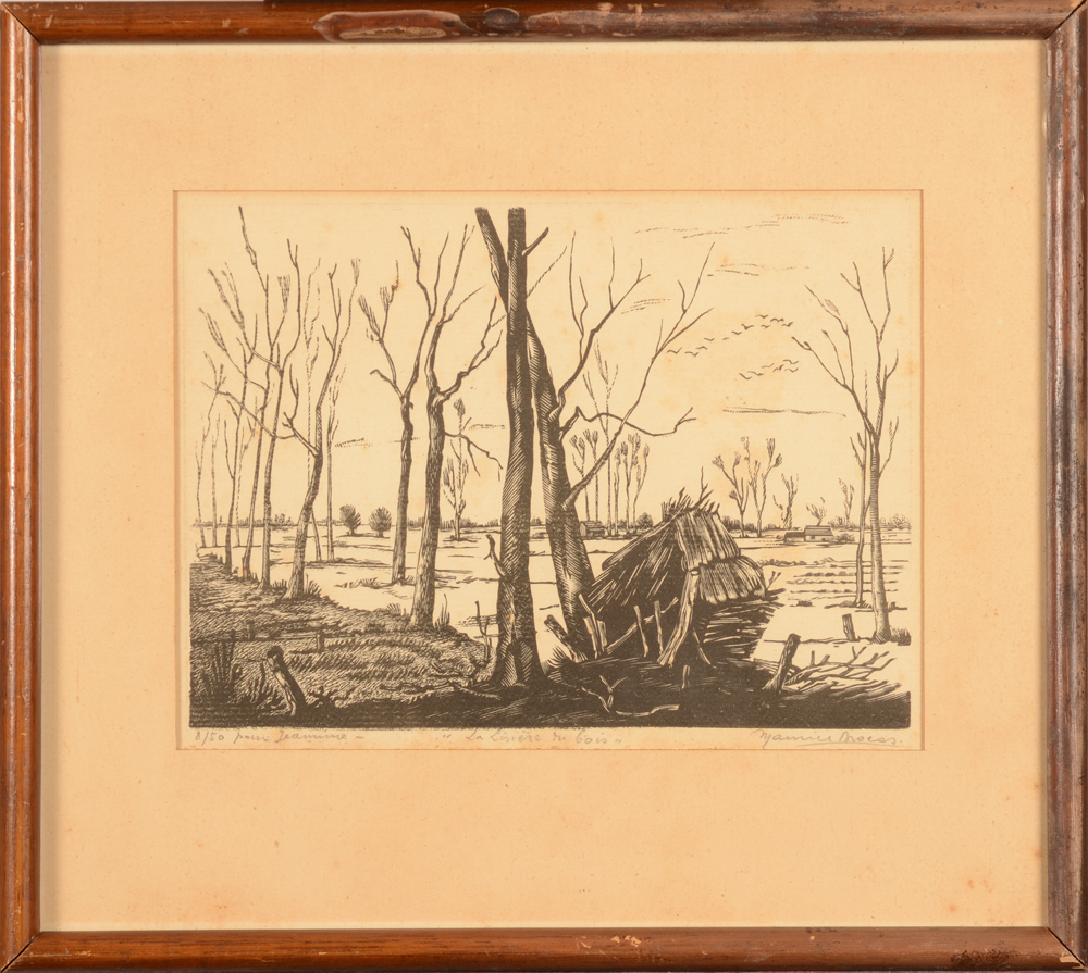 Maurice Brocas — the woodcut in its original frame