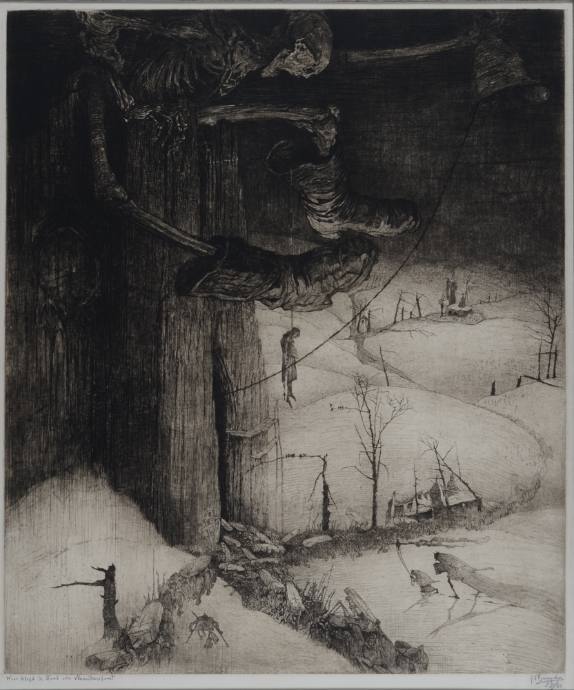 Jules De Bruycker — Le Glas au-dessus des Flandres, la plus importante eau-forte de De Bruycker, 1916