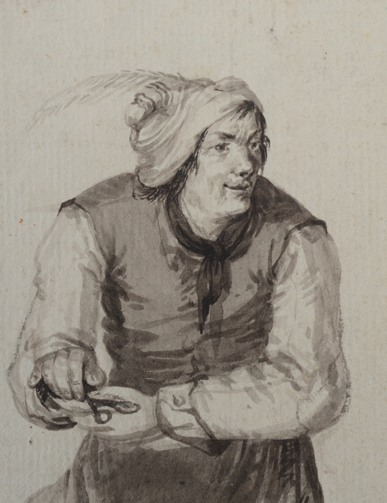 Nicolaes Berghem attributed — Detail of man portrayed. Fine precision.