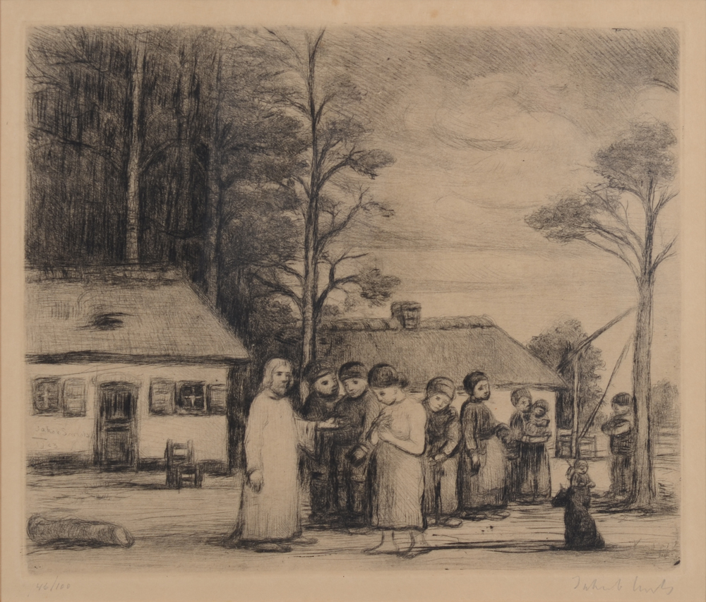 Jakob Smits — La femme adultère, pointe sèche originale, signée et justifiée