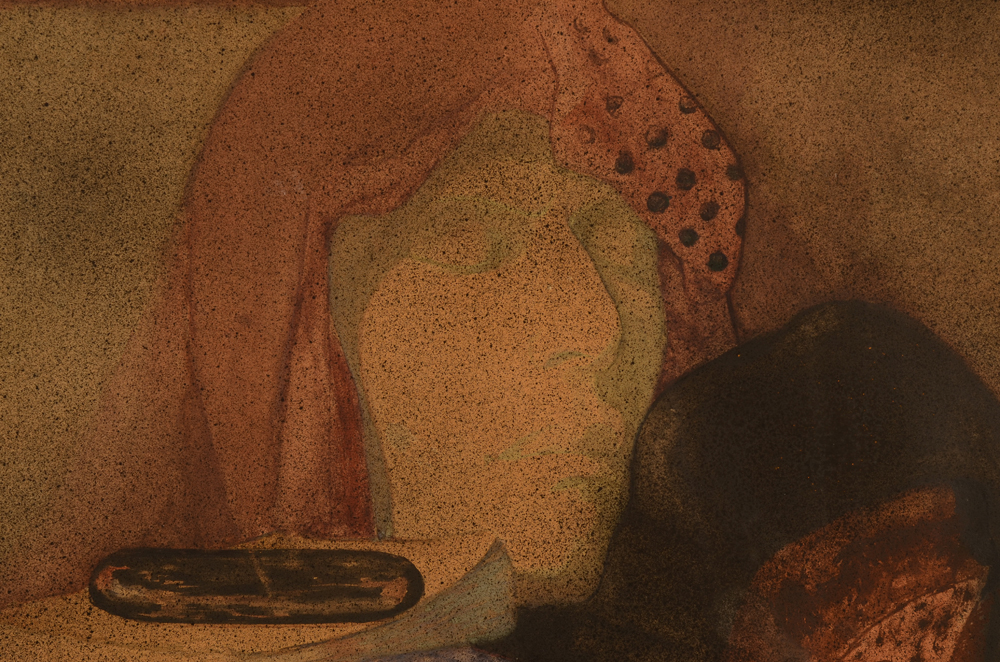 Charles René Callewaert Selfportrait as a still life — Detail, where the face of the artist can be recognised in the sculpture