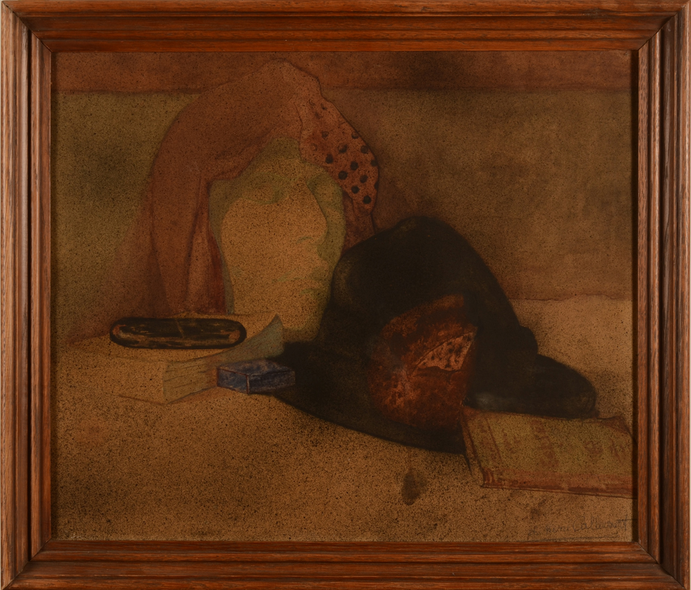 Charles René Callewaert Self portrait as a still life — In a frame behind glass