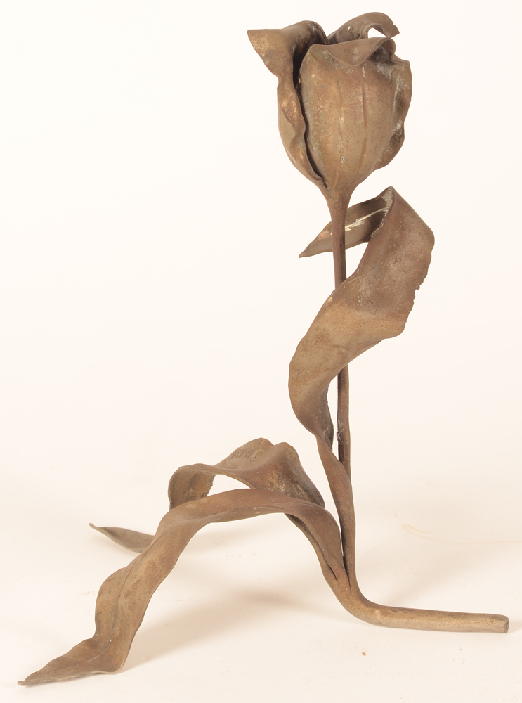 Carion art nouveau candlestick — Side view of this rare metal candlestick in art nouveau style