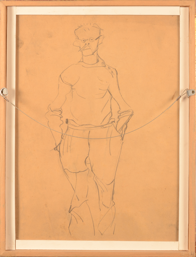Cecile Cauterman — Esquisse en crayon d'un homme sur le verso