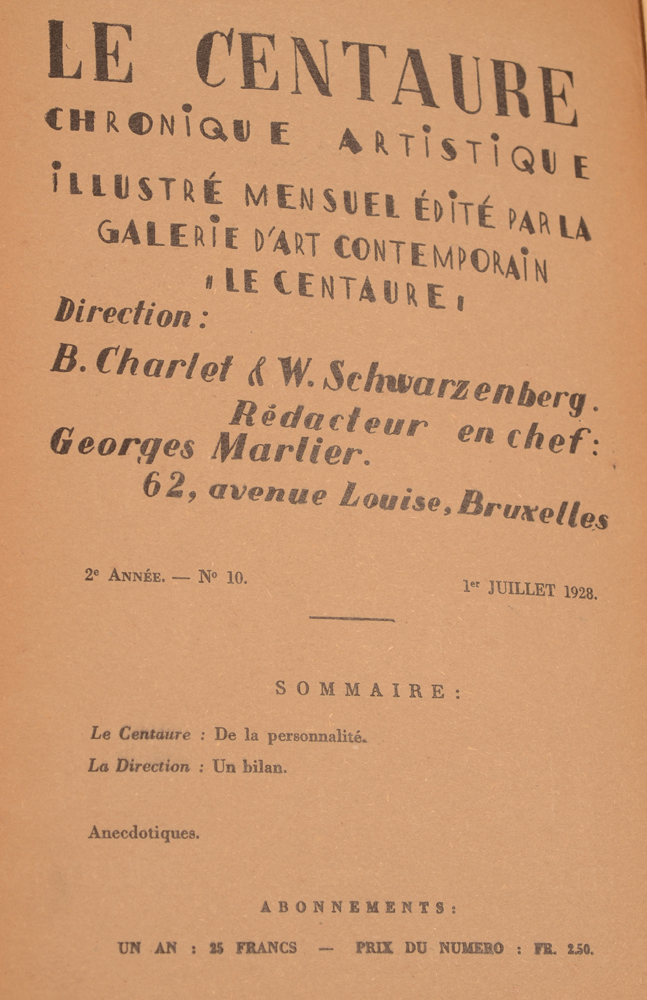 Le Centaure — July 1928 table