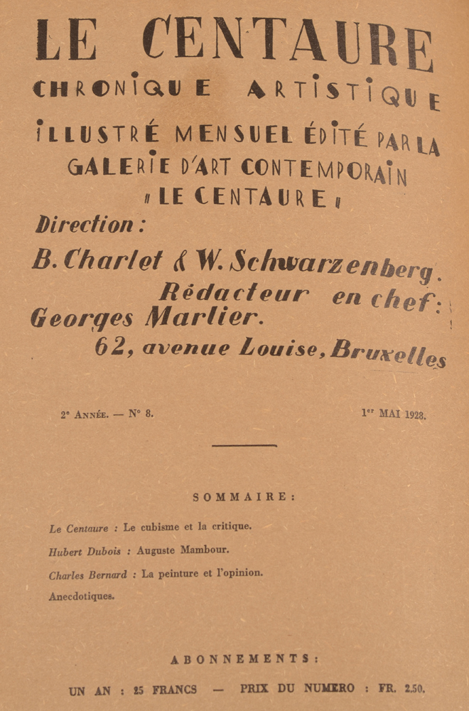 Le Centaure — Table of contents May 1928