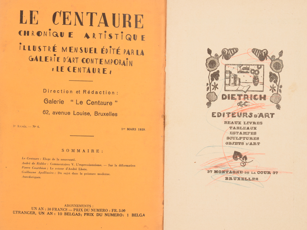 Le Centaure — Table, March 1929, with doodles