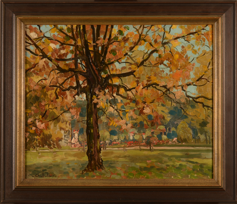 Marcel Challulau Park — Huile sur panneau encadrée