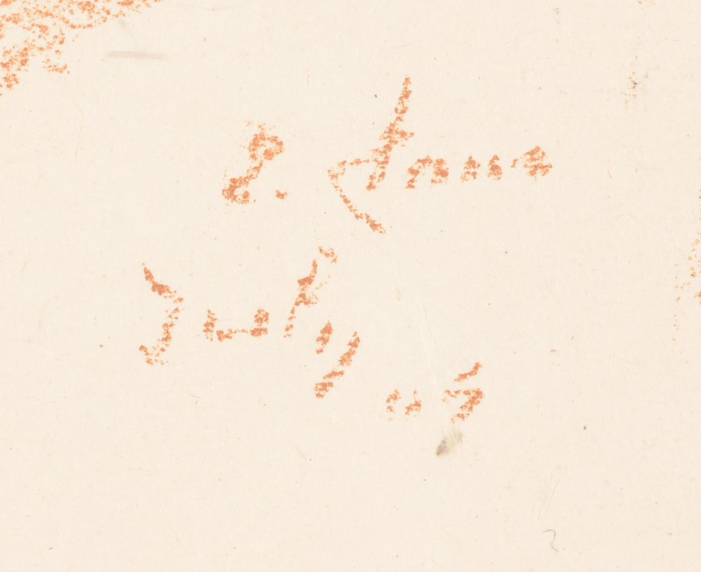Emile Claus — Signature and date 'July (19)04' in the image, making this&nbsp;work probalby&nbsp;of the last portraits of Meunier by a fellow artist