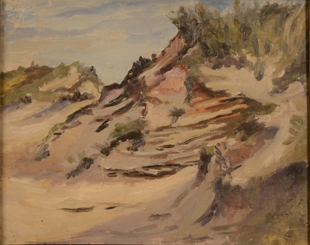 Louis Clesse — Dunes, huile sur panneau, non signée