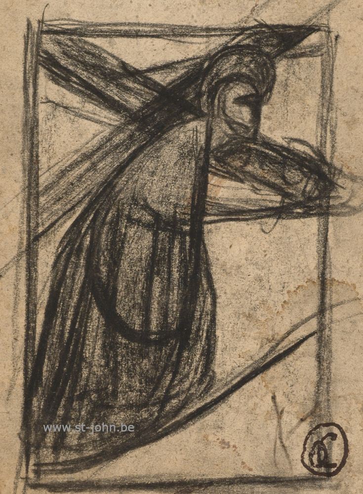Oscar Colbrandt — <p>
	<strong>Oscar Colbrandt (1879-1959)</strong>, Christ bearing the cross, charcoal on paper, 11 x 8,5 cm, signed with the monogram stamp.</p>