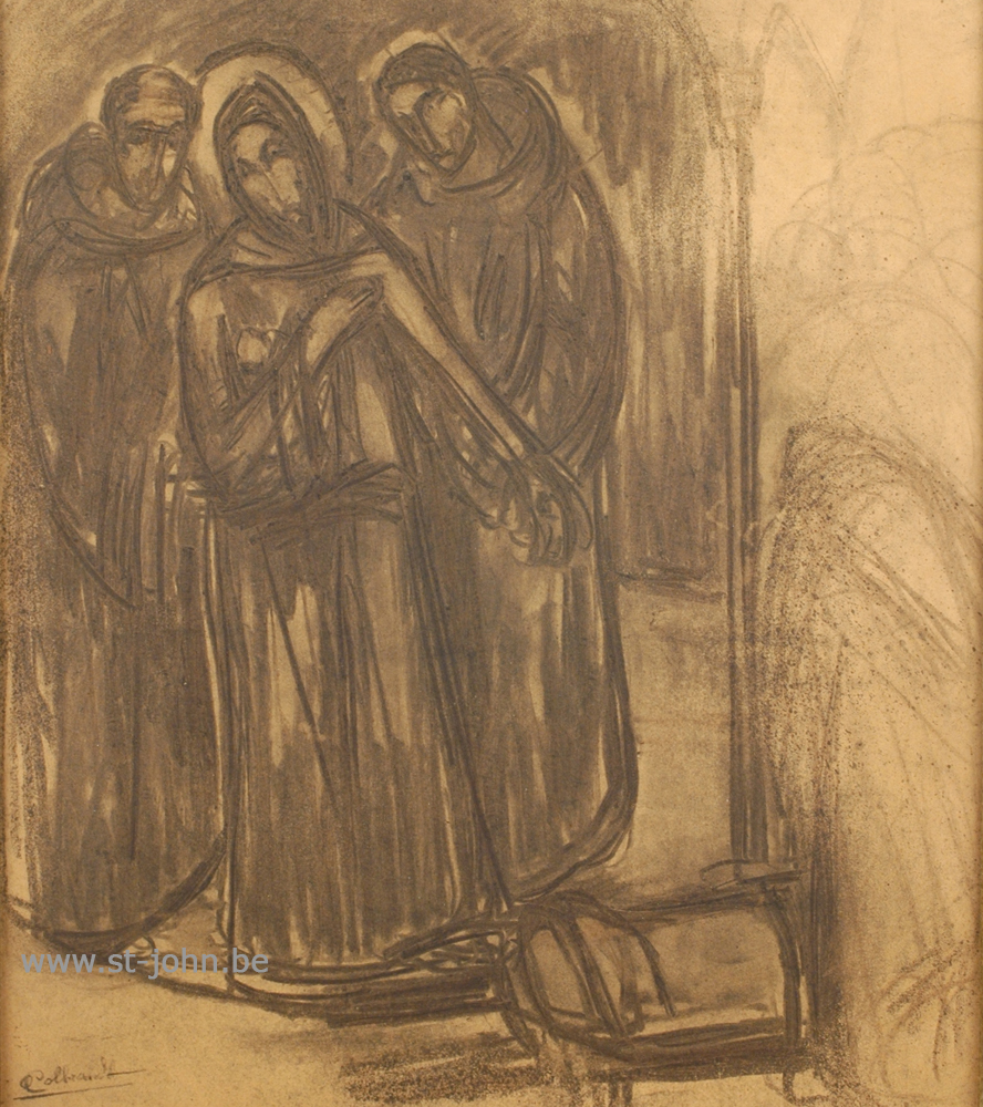 Oscar Colbrandt — <p>
	<strong>Oscar Colbrandt (1879-1959)</strong>, Three figures, charcoal on paper, 39 x 34 cm, signed.</p>