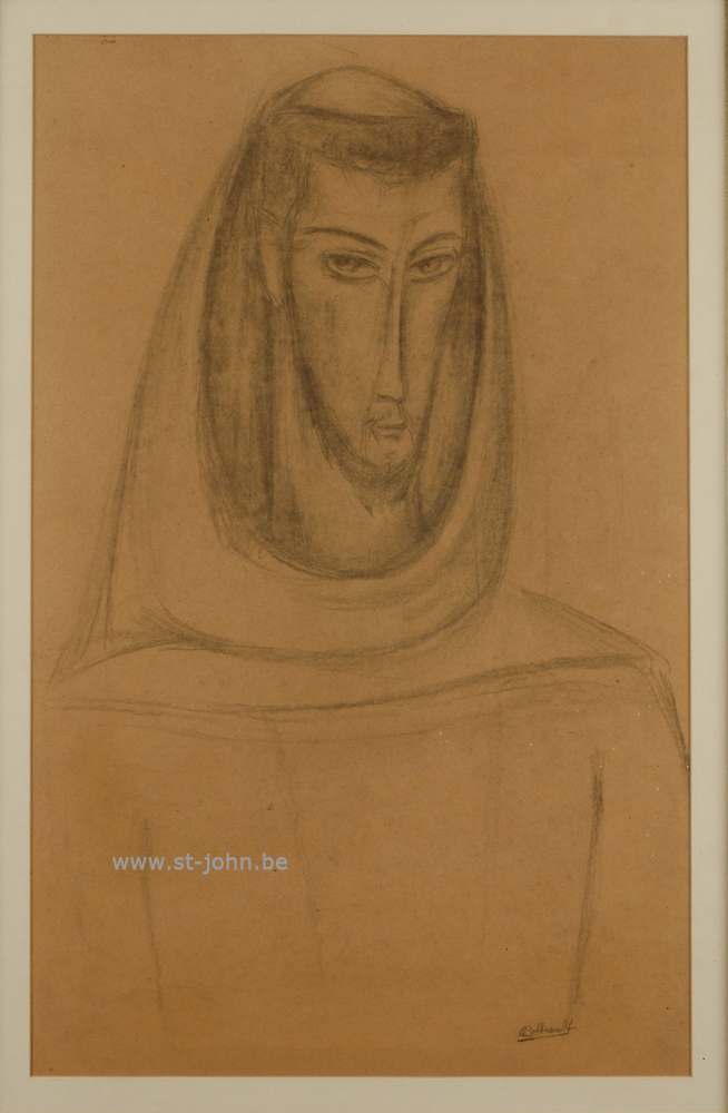 Oscar Colbrandt — <p>
	<strong>Oscar Colbrandt (1879-1959)</strong>, Head of St-Fransiscus, charcoal on paper, 59,5 x 37 cm, signed.</p>