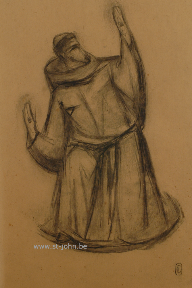 Oscar Colbrandt — <p>
	<strong>Oscar Colbrandt (1879-1959)</strong>, St-Fransiscus kneeling, charcoal on paper, 47 x 32 cm, signed.</p>