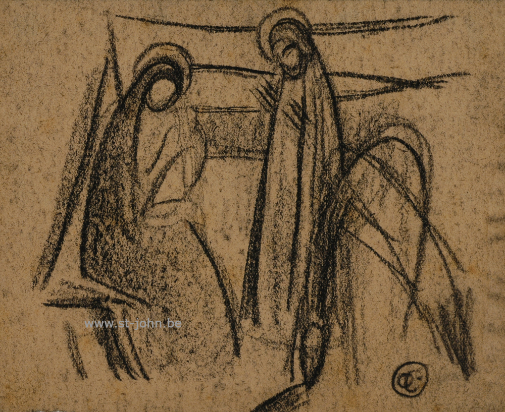 Oscar Colbrandt — <p>
	<strong>Oscar Colbrandt (1879-1959)</strong>, the Holy Family, charcoal on paper, 11 x 13,5 cm, signed with the monogram.</p>
