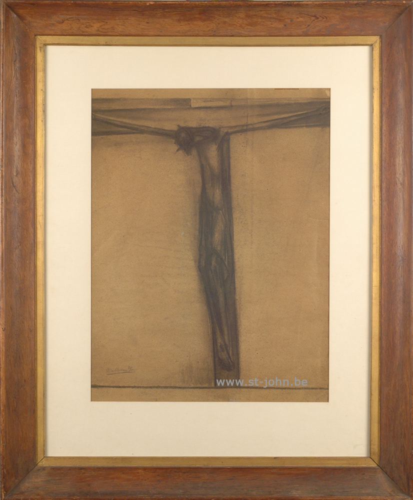 Oscar Colbrandt — <p>
	<strong>Oscar Colbrandt (1879-1959)</strong>, large Christ, charcoal on paper, 57 x 45 cm, signed.</p>