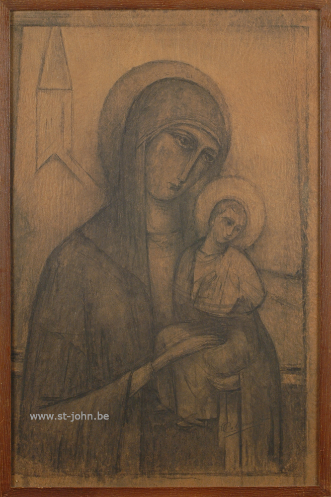Oscar Colbrandt — <p>
	<strong>Oscar Colbrandt (1879-1959)</strong>, classical Madonna, charcoal on paper, 60 x 39 cm, signed.</p>