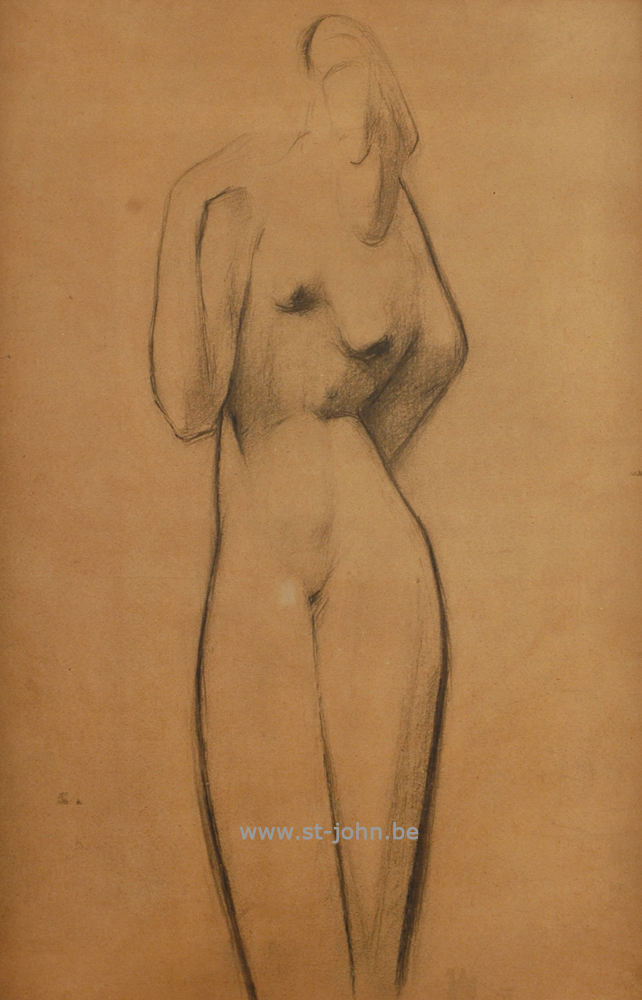 Oscar Colbrandt — <p>
	<strong>Oscar Colbrandt (1879-1959)</strong>, Standing nude, charcoal on paper, 56 x 37 cm.</p>