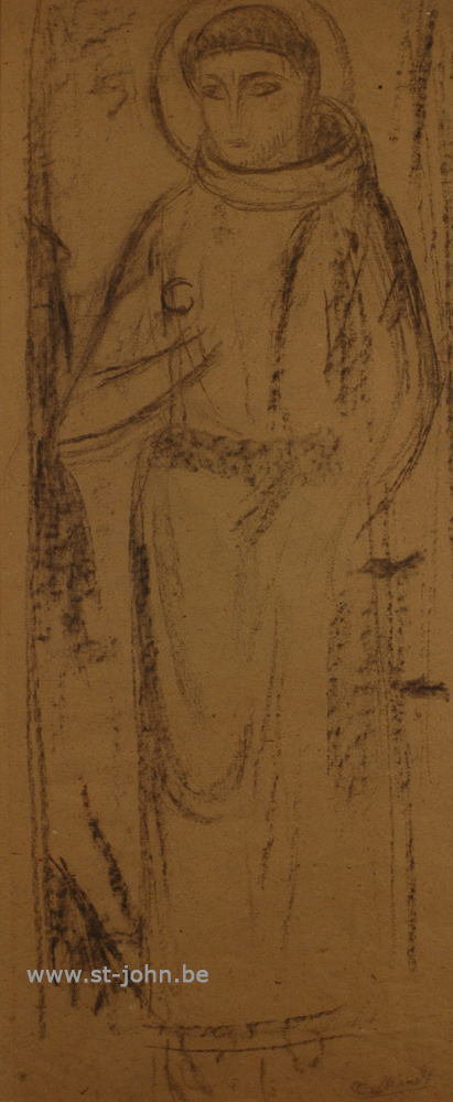 Oscar Colbrandt — <p>
	<strong>Oscar Colbrandt (1879-1959)</strong>, St-Francis of Assisi, charcoal on paper, 62 x 26 cm, signed.</p>