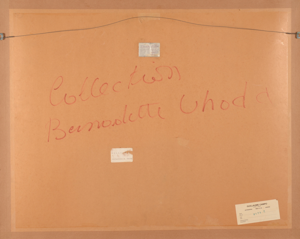 Georges Collignon — Back of the work, with annotation and label of Guillaume Campo in Antwerp