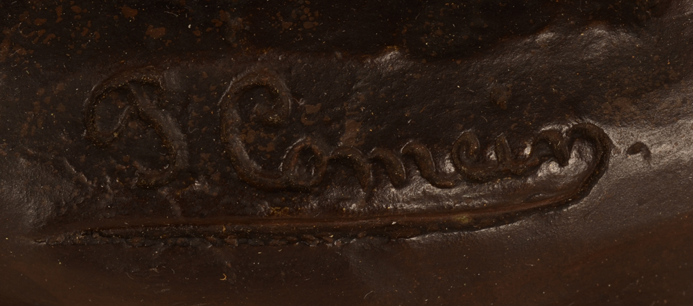 Polydore Comeyn the Milk Maid Bronze — Signature on the base