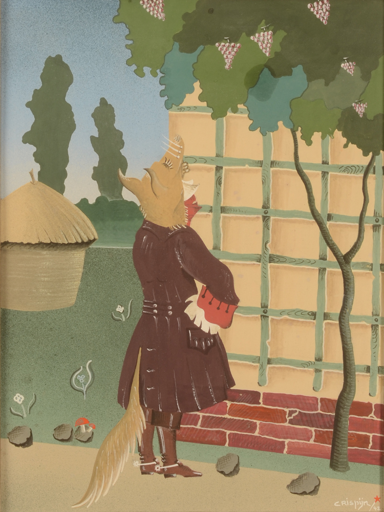 Emiel Octaaf Crispijn — Monsieur Renard, gouache sur papier signée