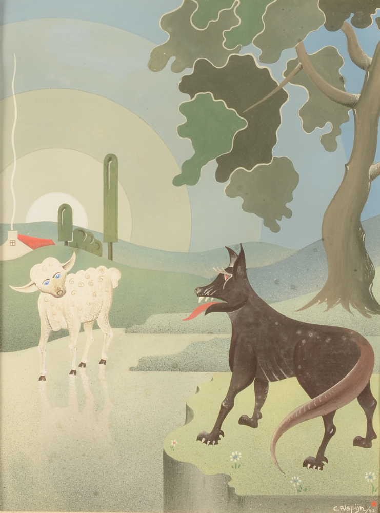 Emiel Octaaf Crispijn — gouache sur papier signée et datée 1942