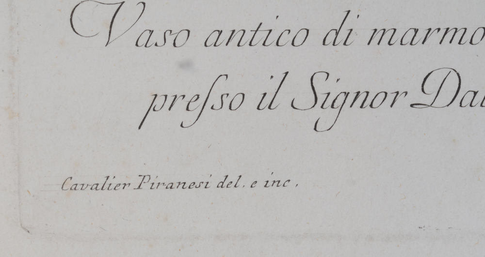 Cavalier Piranesi Vaso antico di marmo signature