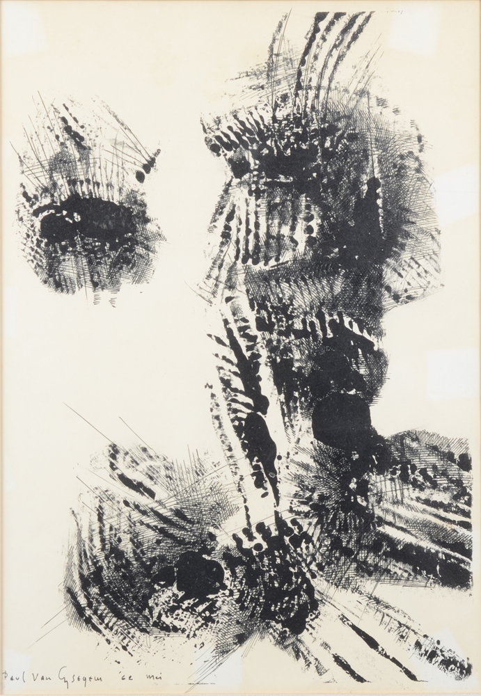 Paul Van Gysegem — Dessin-monotype de 1962, signé et daté