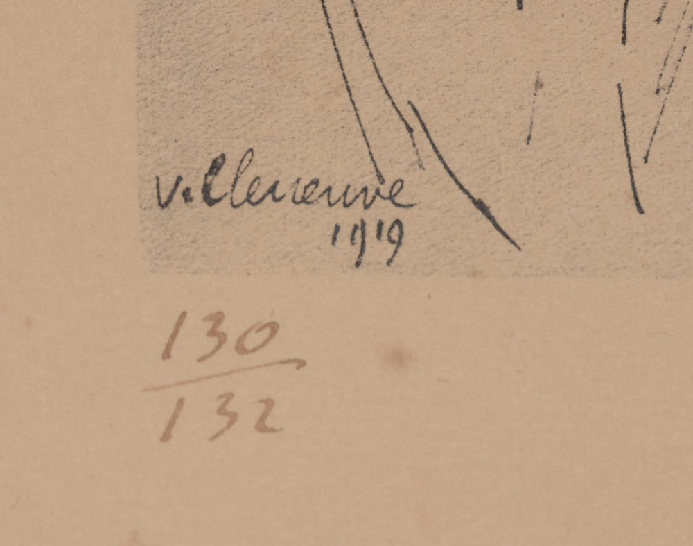 Frans Masereel 'À Romain Rolland' print after a pen drawing of 1919 — Justification '130/132' written in o,k bottom left