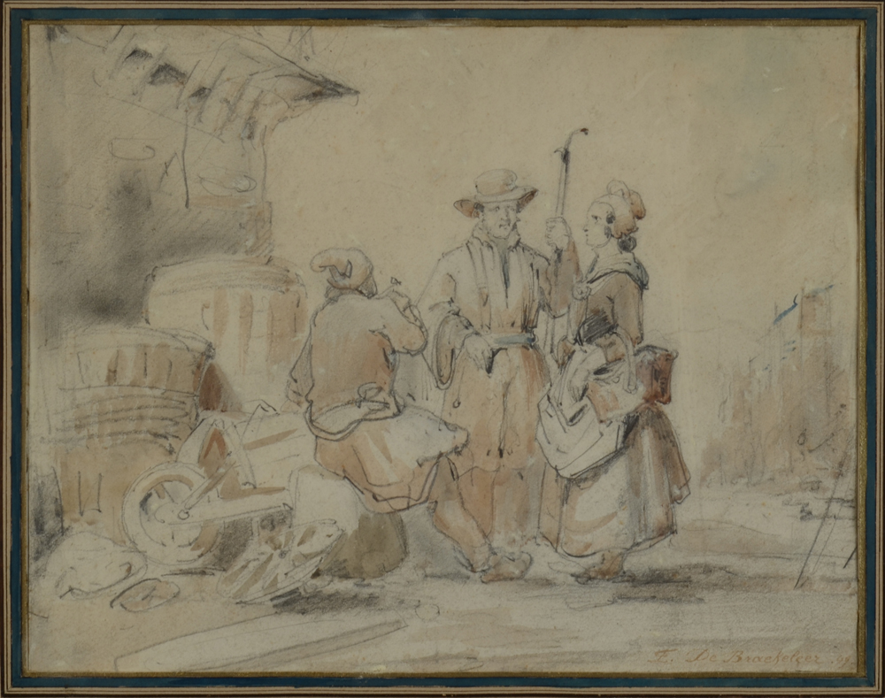 Ferdinand De Braekeleer — Wonderful drawing by this superior artist, signed and dated 1849.