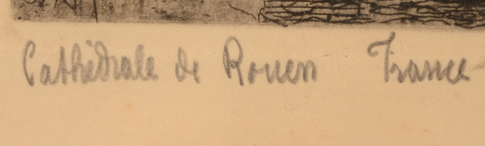 Jules De Bruycker — Title of the etching in pencil, bottom left