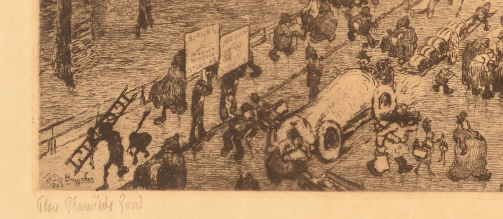 Jules De Bruycker Veerleplein Gent — With title in pencil bottom left: Place Pharaïlde Gand