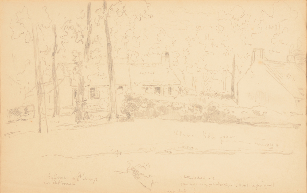 Xavier De Cock — Potloodstudie van een landschap in St-Denijs
