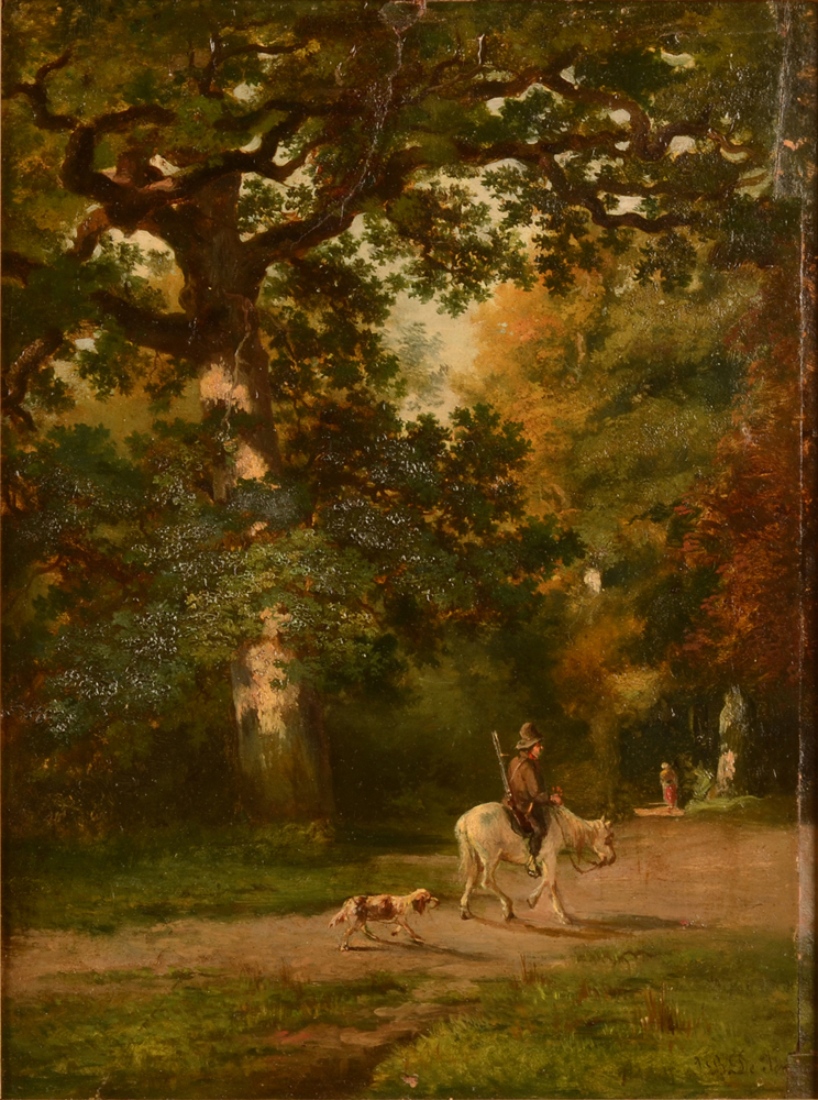 Jean-Baptiste de Jonghe Back from the Hunt — Huile sur papier sur panneau, Retour de la Chasse