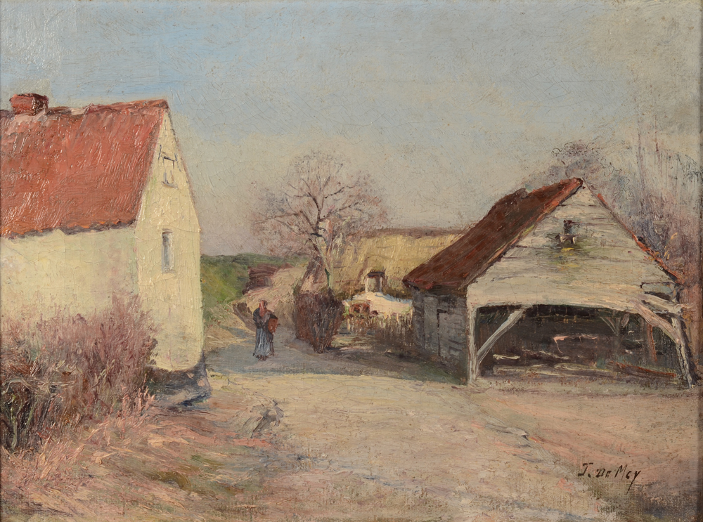 Jos De Mey — une rare huile sur toile, signée, de cet artitste promettant du pays de Waes, mort jeune à 30 ans
