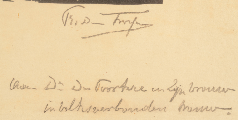Prosper De Troyer — Signature of the artist and dedication bottom right