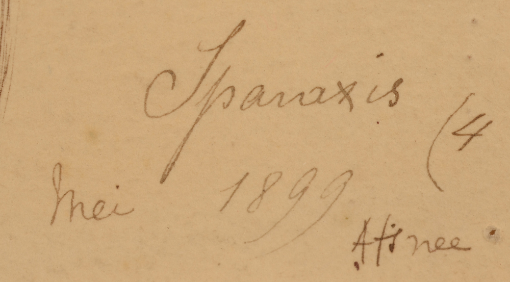 Anna de Weert — Inscription by the artist bottom right, with title, date and localisation