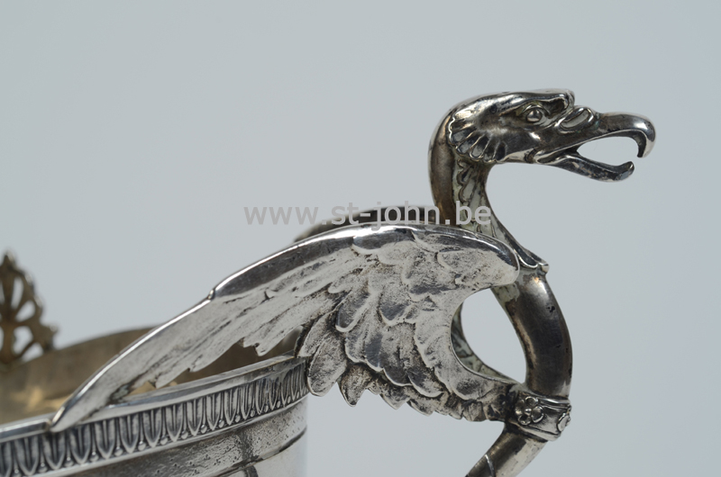 Debaus, silver jardiniere, ca. 1900, detail of the handle.