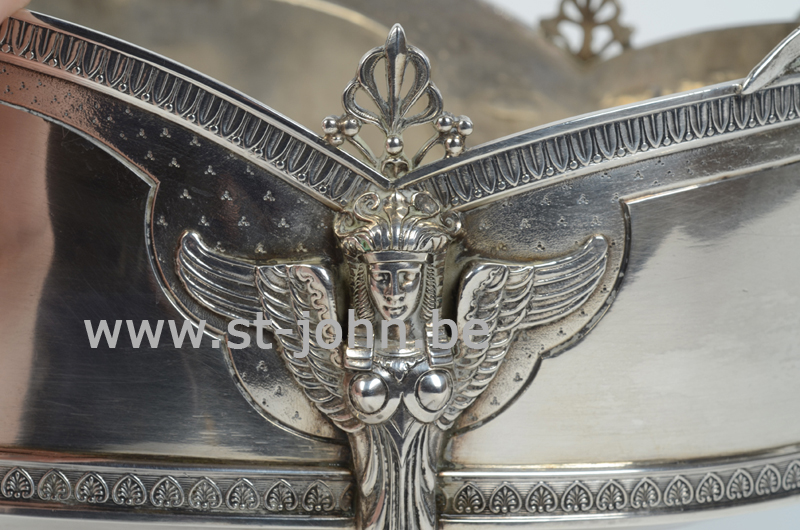 Debaus, silver jardiniere, detail of the Egyptian motif.