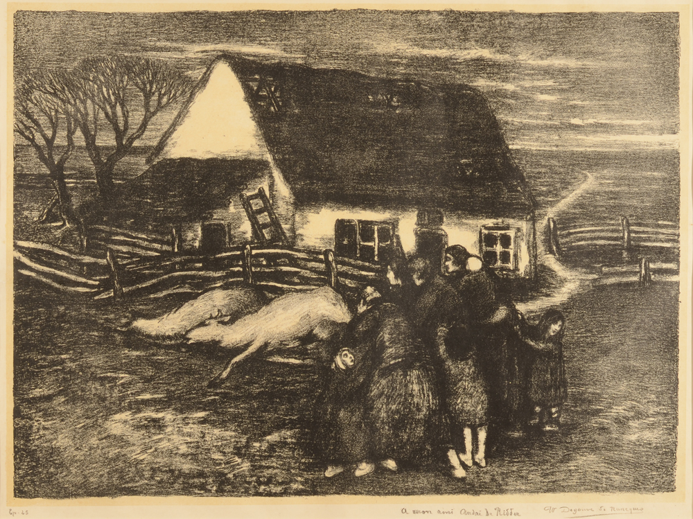 William Degouve de Nuncques — Grande lithographie dédicacée à André De Ridder