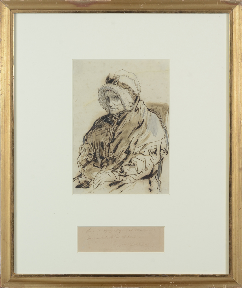 Charles Degroux — The drawing in its frame