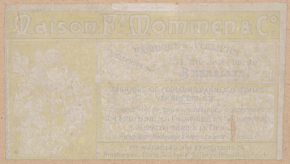 Charles Degroux — Preserved art nouveau label at the back of Mommen, Brussels