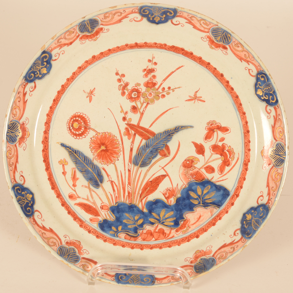 Pieter Kocx for the Grieksche A — Assiètte en Delft polychrome, décor Imeri, début 18e