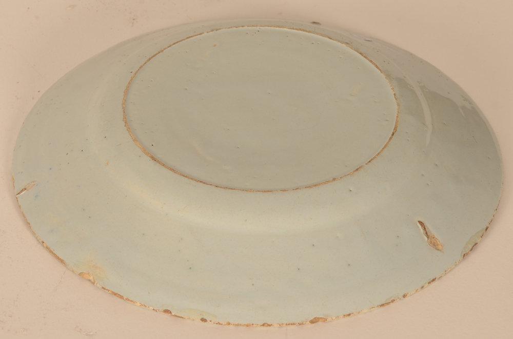 Delft blue and white text plate — Back of the plate