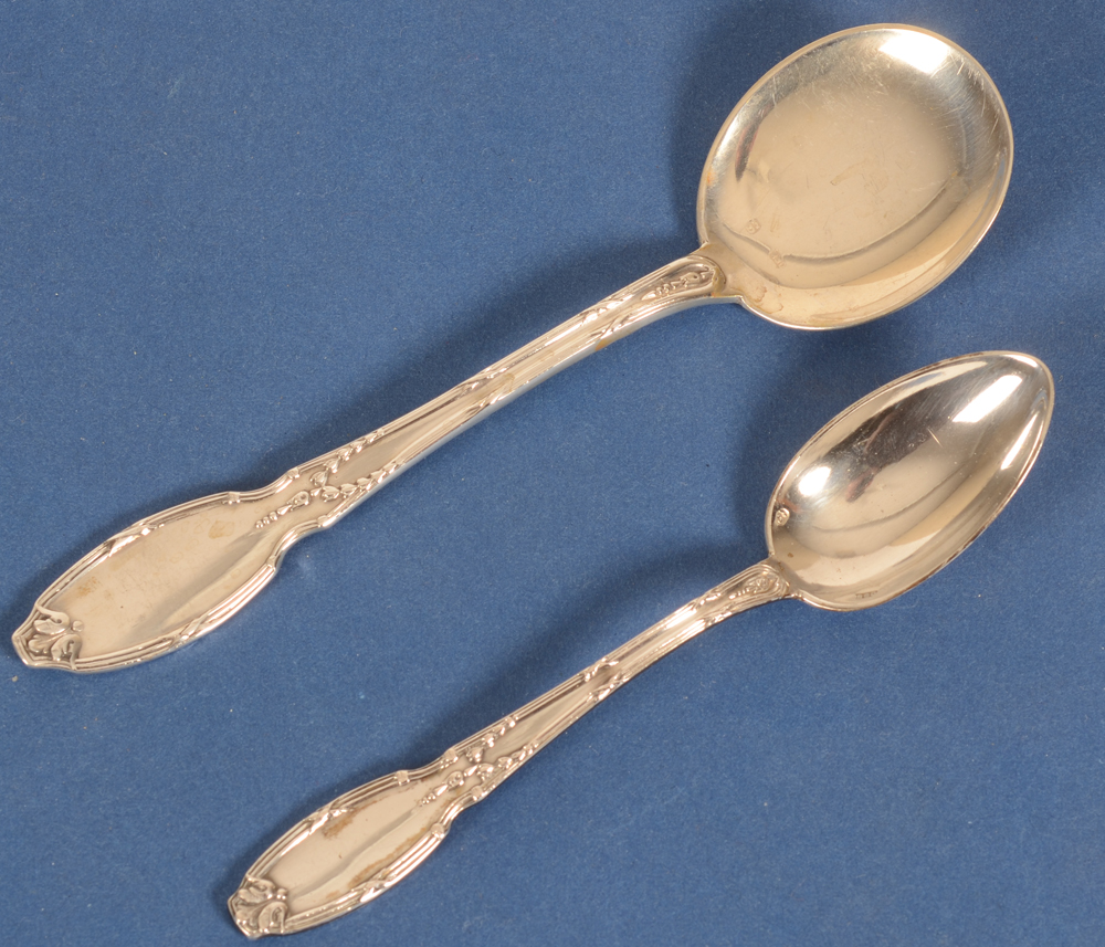 Delheid Frères — In total 131 pieces, comprising solid silver ice and coffee spoons for 12 persons<br>