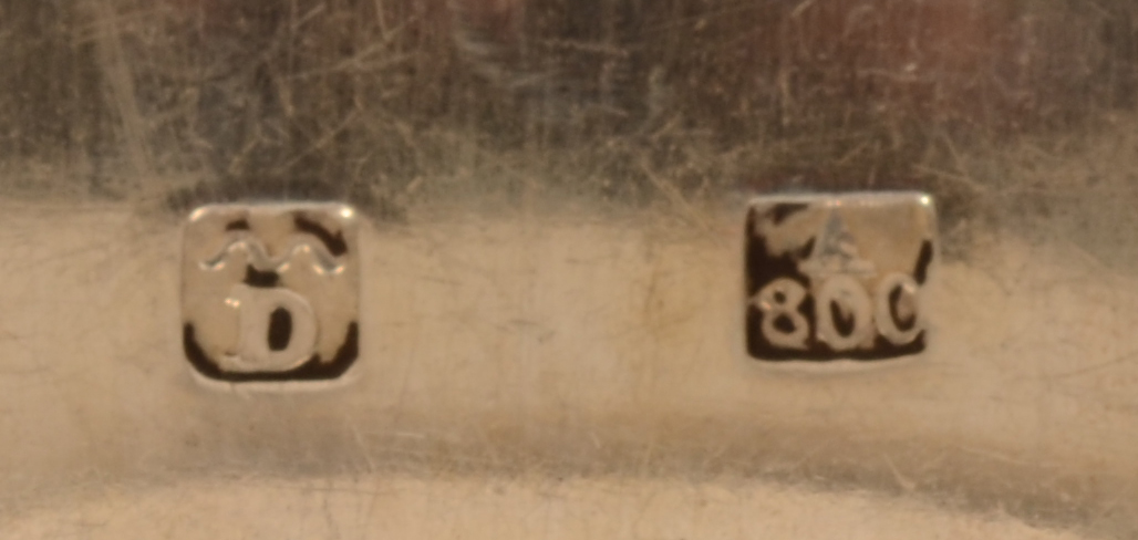 Delheid Frères — the makers mark and alloy mark on each of the pieces