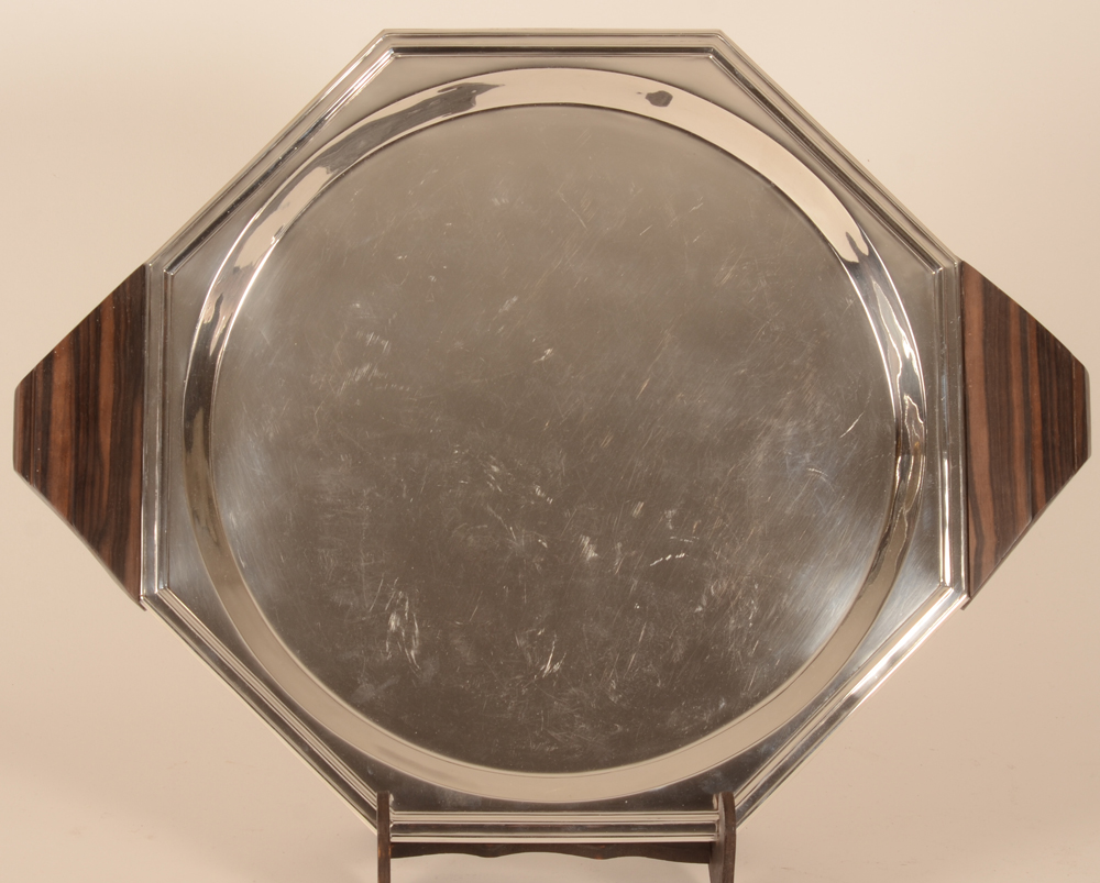 Delheid Frères — Très rare plateau en argent massif art deco des anées trente