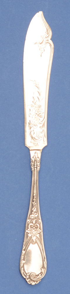 Delheid Freres Model 17 — Rare couteau a poisson en argent grave, modele 17