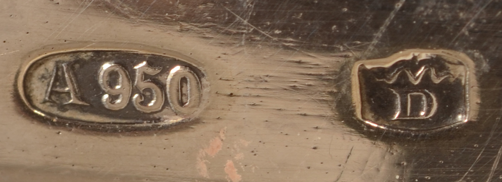 Delheid Freres — Alloy mark and makers mark on the handle